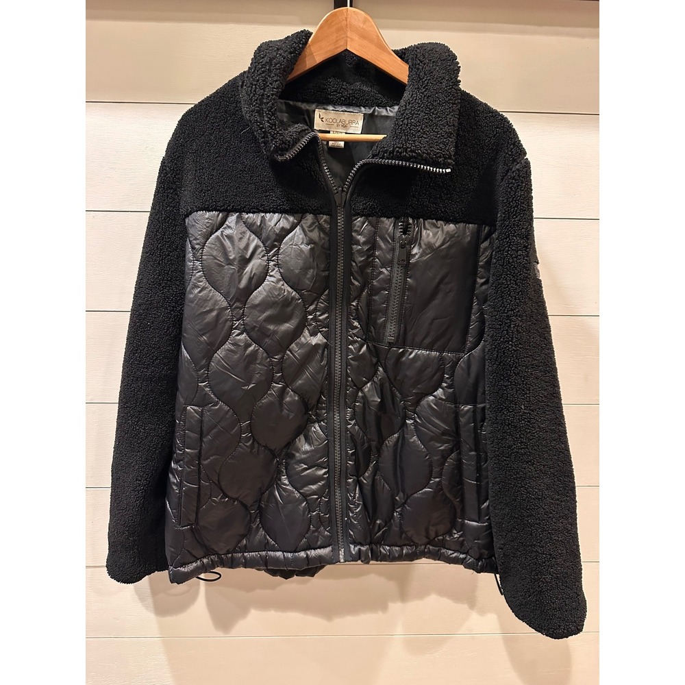 Koolaburra by UGG Womens Black Sherpa Quilted Mixed Media Jacket Large KB22729R